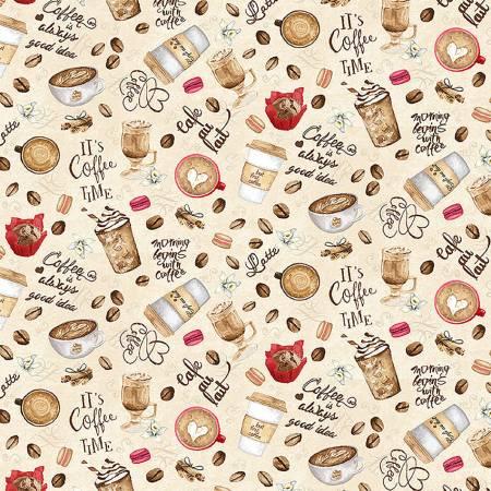 COFFEE-CD2559-BEIGE Beige Coffee Beans, Muffin And Text