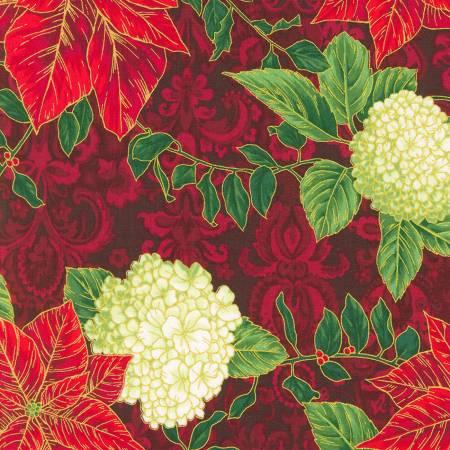 HF Snow Flower - Poinsettia Cranberry w/Metalli - SRKM-21595-113