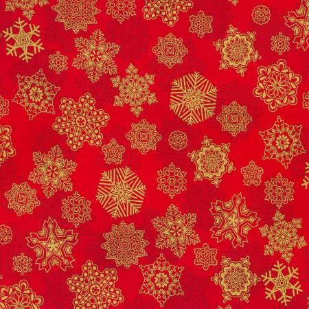 HF Snow Flower - Snowflakes Crimson w/Metallic - SRKM-21603-91