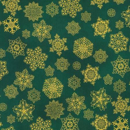 HF Snow Flower - Snowflakes Evergreen w/Metalli - SRKM-21603-224