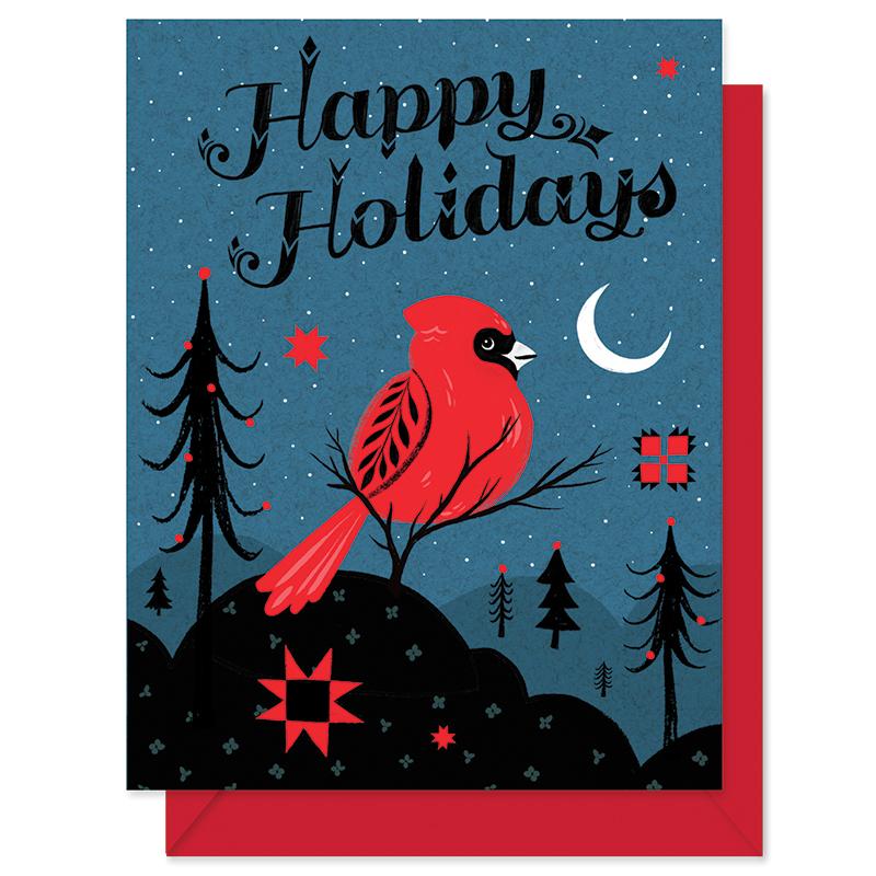 Happy Holidays Cardinal - Greeting Card