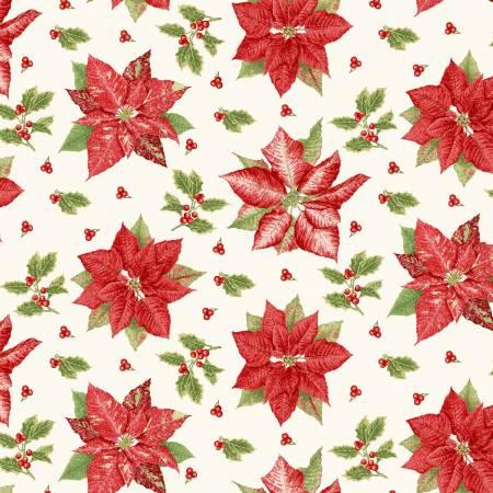 Holiday Botanical Cream Tossed Poinsettias 9556-48