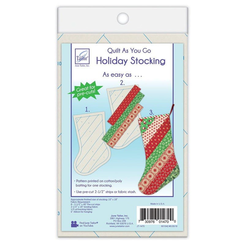 Quilt As You Go - Holiday Stockings - Stripes Stocking