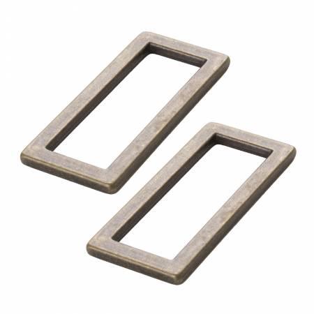 Rectangle Ring Flat 1-1/2in Antique Brass Set of Two