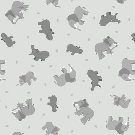 SM56-1  Elephants & hippos on light grey