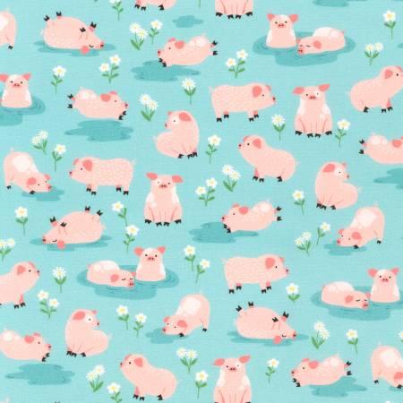 SRK-21326-4 Pigs Blue Quilting Cotton