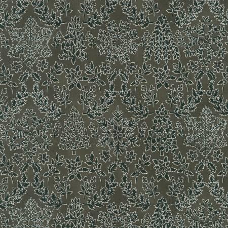 SRKM-21601-442 Holiday Flourish Snow Flower - Damask Suede w/Metallic