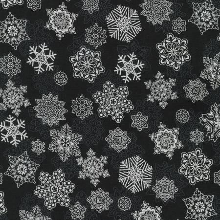 SRKM-21603-181 Holiday Flourish Snow Flower - Snowflakes Onyx w/Metallic