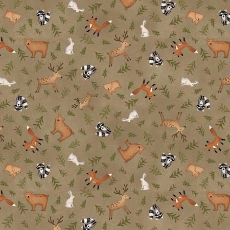 The Mountains are Calling 3132F-38 Brown Animal Toss Flannel