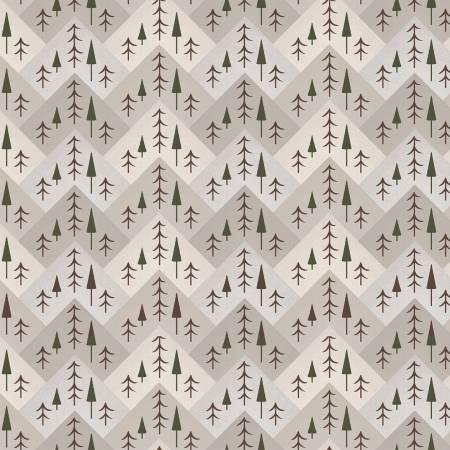 The Mountains are Calling 3133F-44 Cream Tree Mountain Zig Zag Flannel