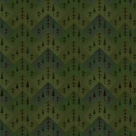 The Mountains are Calling 3133F-66 Green Tree Mountain Zig Zag Flannel