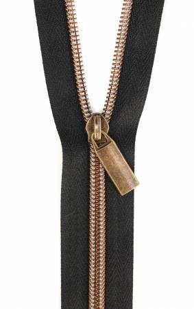 ZBY5C14 Black #5 Nylon Antique Coil Zi pers: 3 Yards with 9 Pulls